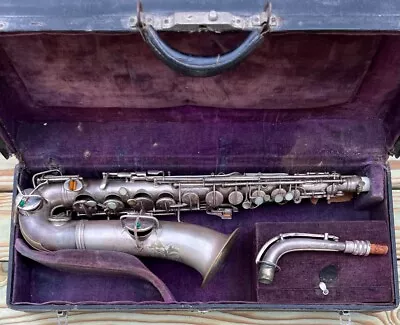 Vintage 1921 C.G. Conn Silver Plated C Melody Saxophone With Rolled Tone Holes.  • $575