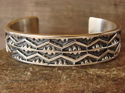 Large Men's Navajo Sterling Silver Cuff Bracelet Signed J. Tahe • $824.99