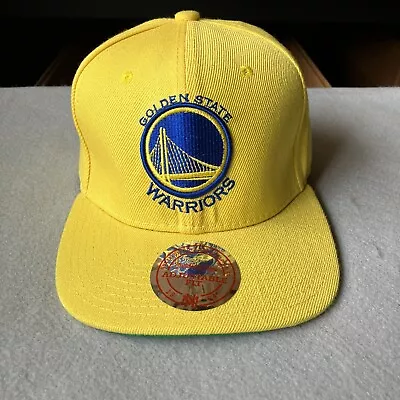 Golden State Warriors Hat Mens Snapback Yellow Mitchell Ness Cap NBA Basketball • $19.97