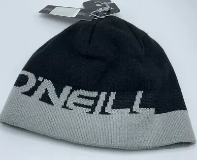 $10.49 • Buy O'Neill Reversible Beanie Hat Mens Black Grey One Size Genuine Brand New