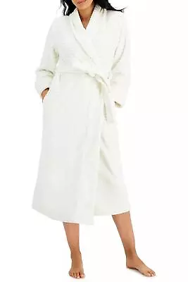 Macy's Charter Club Womens Warm White Gown Plush Velour Ribbed Dressing Gown • £26