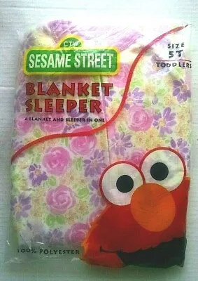  Vintage Rare Sesame Street Floral Print Footed Blanket Sleeper Pjs Pajamas 5T • $139.99