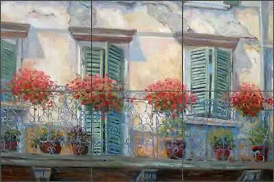 Mediterranean Tile Backsplash Margosian Venice Balcony Art Ceramic Mural JM116 • $125