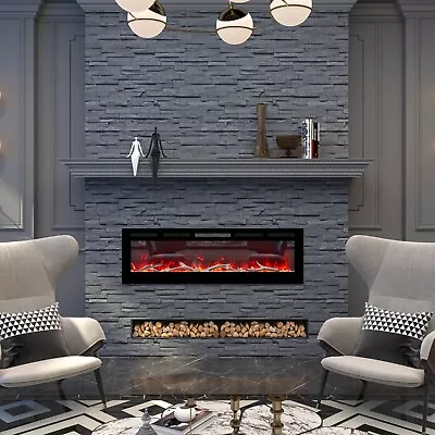 60''Ultra Thin Electric Fireplace Recessed Wall Mounted Fireplace Heater • $291.60