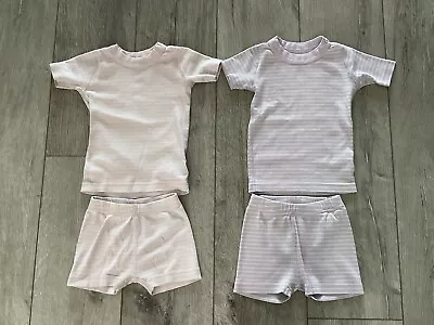 HANNA ANDERSSON Lot Of TWO Pink/White & Lavender/White PJ’s. Sz 3T. Good Cond. • $17.99