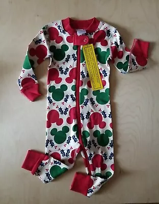Nwt Hanna Andersson Disney Mickey Christmas Zipper Sleeper Pajamas 80 18-24m • $28.99