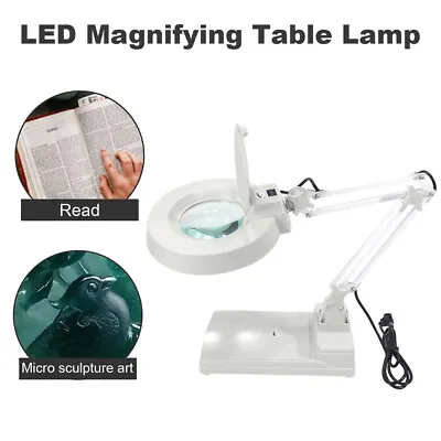 LED Magnifying Desk Lamp 10x/20x Magnifier Lamp Adjustable For Reading Knitting • £31.19