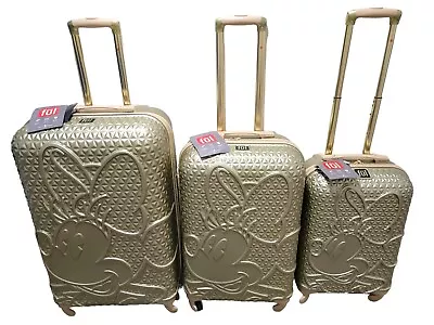 NEW Disney FUL Minnie Mouse Hard Sided 29  25  & 21  3-Piece Luggage Set In Gold • £320.68