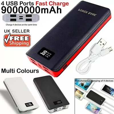 Power Bank 9000000mAh Battery Pack Charger 4USB Fast Charge For Mobile Phones UK • £16.76