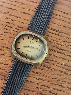 1970s Lanco Mens Gold Plated TV Case Watch Tiger Eye Dial For Restoration • £49.99