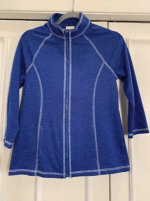 Weekends By Chico's 0 Blue Mock Zip Front Knit Jacket ~ EUC! • $15
