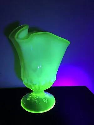 Uranium Glass Vase-Fenton-Lily Of The Valley Design • £70