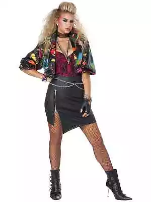 80s Rock Chick Pop Star Celebrity Punk Rocker Retro Adult Womens Costume M • £80.29