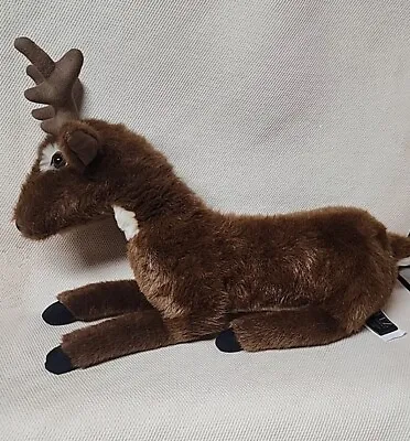 Ditz Designs Large Sitting Laying Deer Reindeer Plush Stuffed Animal Brown 19in • $48.99