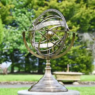 £225 • Buy 58cm Tall Antique Brass Celestial Garden Armillary Sundial Sphere