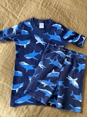 Hanna Andersson 2 Piece  100% Organic Cotton Short Pajamas Size 10 Blue Shark • $14.50