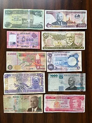 Mixed Array Of 10 High Class Banknotes Circulated World Currency Foreign Money • $10.95