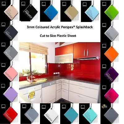 Kitchen Acrylic Upstand Splashback Perspex® 3mm X 2400mm X 900mm 100+ Colours • £215.34