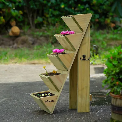 Woodside 5 Tier Wooden Garden Decorative Flower Herb Planter • £29.99