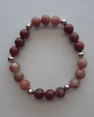 New 8mm Lepidolite & Red Sesame Jasper Bracelet  Buy Any 2 Get 3rd Free • $4.95