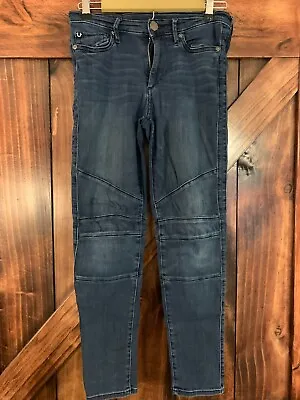 TRUE RELIGION Halle Mid Rise Super Skinny Women's Blue Jeans - Size 28 • $12