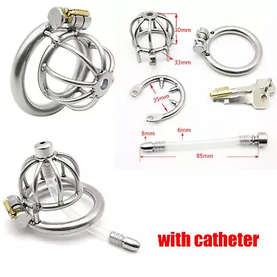 Male Small Chastity Cage Device With Spiked Ring Dilatorl Tube Restraint Device • £6.98