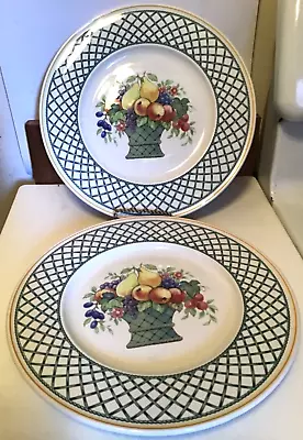 Two (2) Villeroy & Boch Basket W/Fruit Dinner Plates Porcelain Germany 10.5  EUC • $14.99