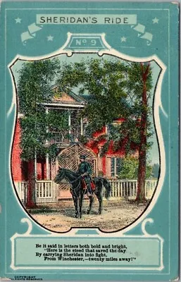 Vintage 1910 Civil War Postcard  SHERIDAN'S RIDE No. 9  1910 Oho Cancel • $5.62