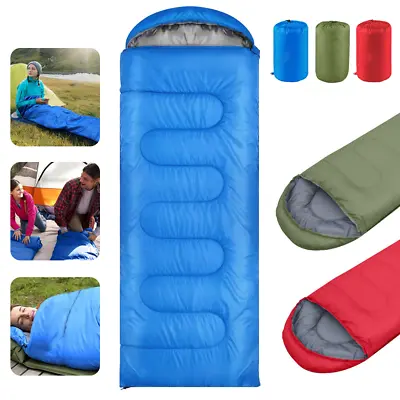 4 Season Single Sleeping Bags Camping Rectangular Envelope Zip Up Kids Adult Uk • £11.99