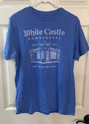 White Castle Hamburgers Adult Medium Blue T Shirt Buy Em By The Sack EUC • $10.99