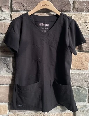 $9.88 • Buy Grey's Anatomy Scrub Top Women's S Black Signature Wear By Barco