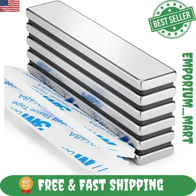6 Pack Of Strong Magnet Strips Heavy Duty - Rare Earth Magnets With Adhesive • $8.29