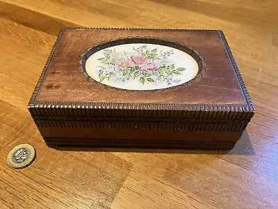 £40 • Buy J & J Cash Carved Wooden Box With Floral Embroidered Panel In Lid