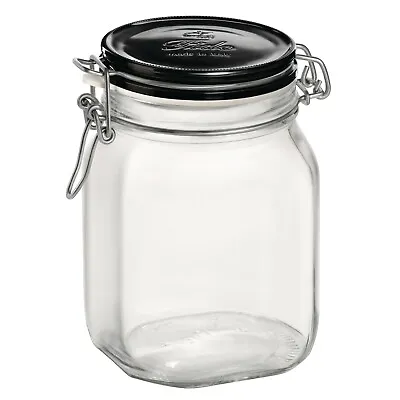 Bormioli Rocco Fido 1L Clamp Lid Storage Jars W Air Tight Seal Coloured Lid Set • £13.49