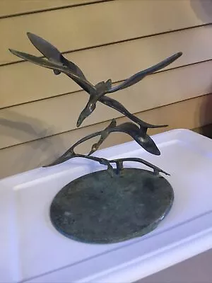 ‘Birds In Flight’ Yard Table Sculpture Chrome MCM SOHO MOD Hollywood Regency 50s • $150