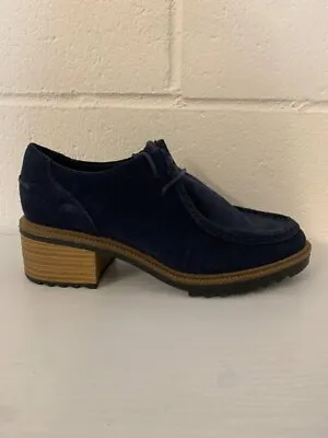 £26.99 • Buy Clarks Brogues Size 5 D Blue Suede Heeled Wallabee Ladies Shoes EUR 38 WORN ONCE