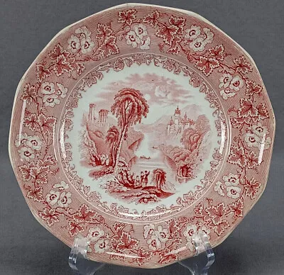 Charles Meigh Tivoli Pattern Red Transferware 8 1/8 Inch Plate C.1835-1849 • $50