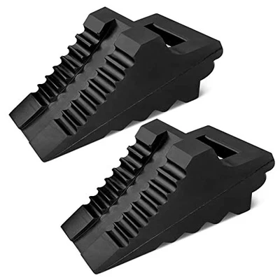 $39.52 • Buy Solid Rubber Wheel Chocks Heavy Duty Trailer Chock -2 Pack Black 8.6  Long X ...