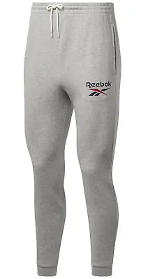Men's Reebok Joggers Tracksuit Bottoms Track Sweat Jogging Pants - Grey • £19.99