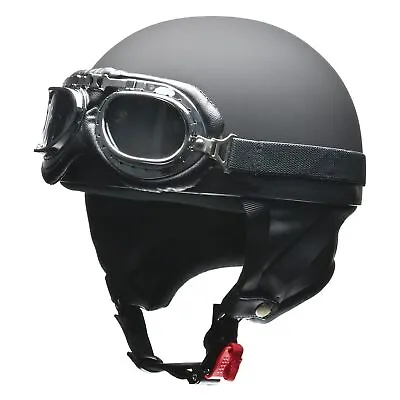 LEAD Motorcycle Helmet Half CROSS Vintage Matte Black CR-751 LL(61-62cm) • $95.51
