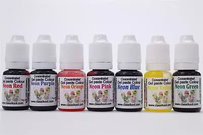 Classikool 10ml Neon Food Gel Colouring For Sugarpaste Icing & Baking Dye • £14.99