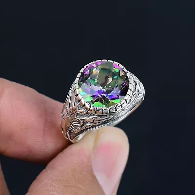 Mystic Topaz 925 Sterling Silver Classy Designer Shank Statement Ring For Women • $15.83