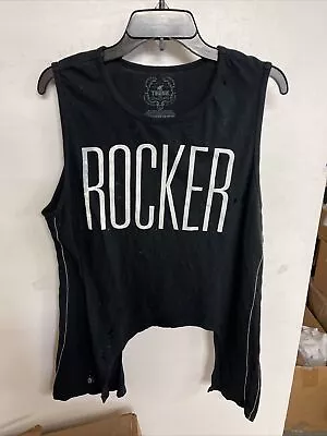 Trunk LTD Women's Distressed Black Clash City Over Length Rocker Tank Size L Xs • $30.56