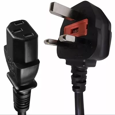 1 Meter Kettle Lead Power Cable Cord UK Plug To IEC C13 For PC Monitor TV • £5.99