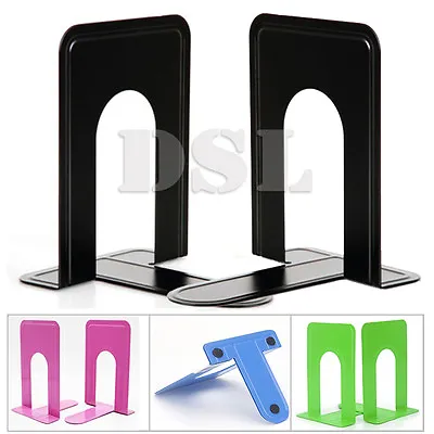 4 Pairs From £9.89 Heavy Duty Metal Bookends Book Ends 7.5'' Office Stationery • £11.99