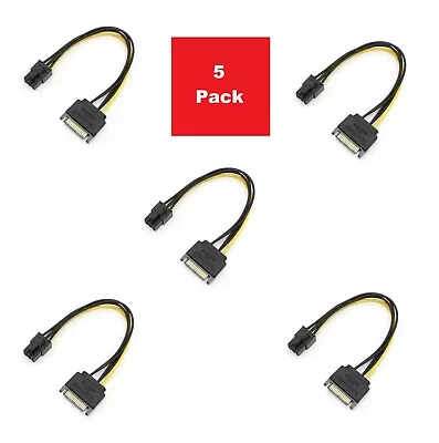 5 Pack - 15pin SATA Power To 6pin PCIe PCI-e PCI Express Adapter Cable For GPU • $6.90