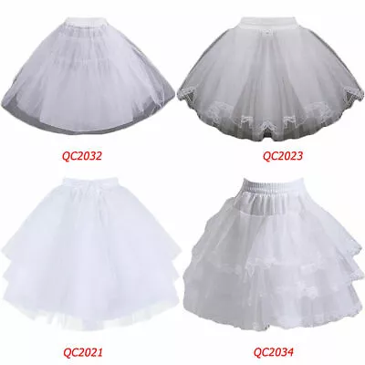 3 Layers Girls Slip Flower Girl Petticoat Crinoline Hoopless Skirt Underskirt • $13.90