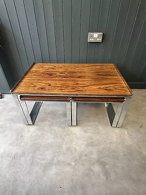 Large 1960's Merrow Associates Rosewood & Chrome Coffee Table Nest Of Tables • £895