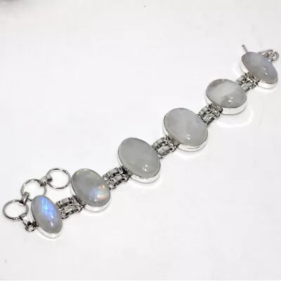 925 Silver Plated-Rainbow Moonstone Ethnic Gemstone Bracelet Jewelry 8.5  JW • $5.50