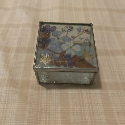 Vintage Glass Display Box Jewelry Jewelry Case With Hinged Top Lid 3”x2.5”x2 • $25